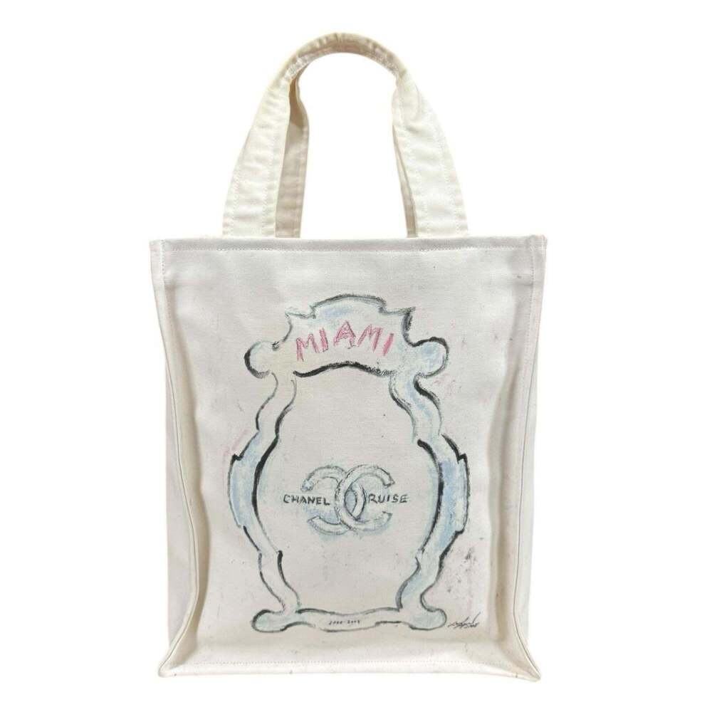 CHANEL Miami Cruise Line Tote Bag, Chanel Canvas A46069, White, Women's